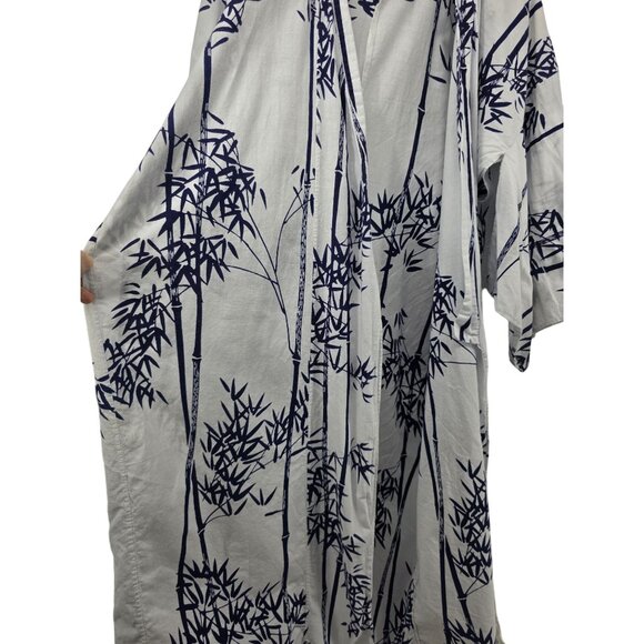 Vintage Japanese Kimono Robe Medium Bamboo Pattern 100% Cotton Made In Japan - Picture 3 of 8